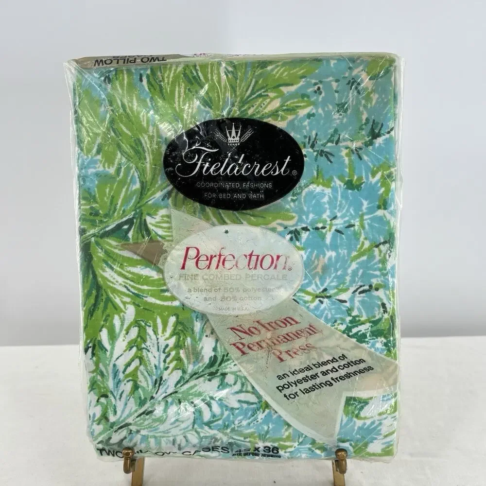 Fieldcrest Nature Walk Twin Fitted Sheet + Pillowcases NOS